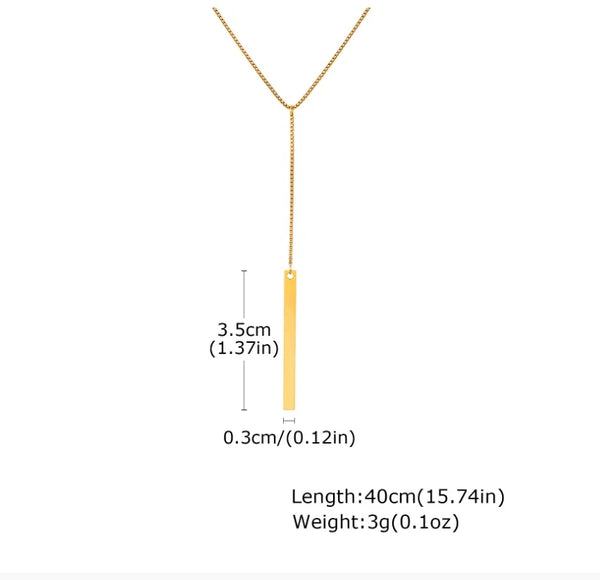 Simple Style Solid Color Rectangle 304 Stainless Steel Pendant Necklace 1 Piece