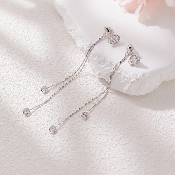 New Long S925 Silver Needle Earrings Pearl Tassel Earrings Taobao Hot Sale Round Diamond Cup Stud Earrings Ear Studs Ear Accessories