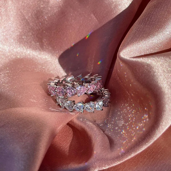 925 Sterling Silver Zircon Heart Shape Rings