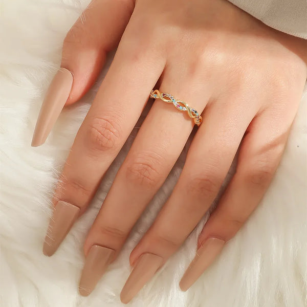 woven twisted opening micro inlaid zircon adjustable copper ring