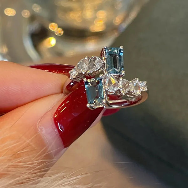 sweet geometric copper artificial gemstones open ring in bulk