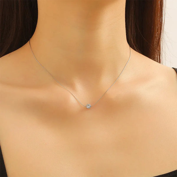 Wholesale Jewelry Modern Style Shiny Round Titanium Steel Rhinestones 18K Gold Plated Polishing Plating Inlay Necklace