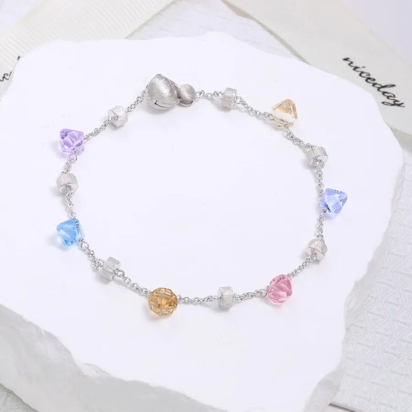 Pine Cones For Women 925 Sterling Silver Bracelets with Golden Plated Finish and Crystal Inlay Featuring Brushed Craft