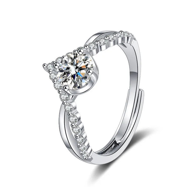 Fashionable Copper Zirconia Ring V-Arm Princess Crown Design Elegant Live Broadcast Available For Women Quality Jewelry