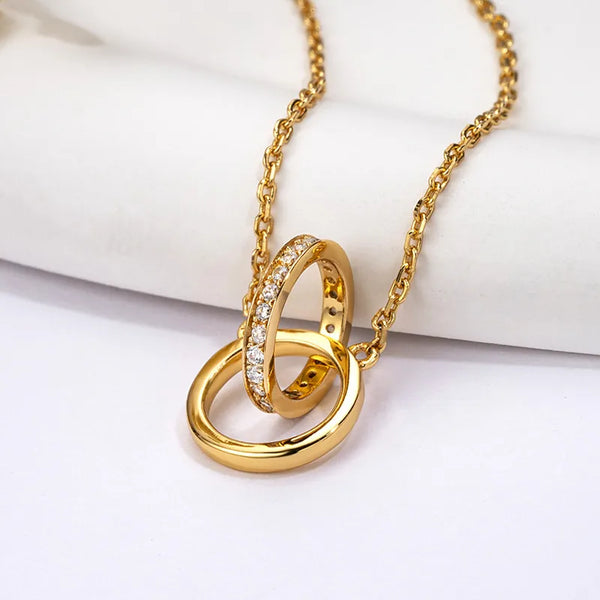 S925 Sterling Silver Necklace Electroplated Zirconia Geometric Pattern Fashionable OL Accessory Unisex Geometric Pendant