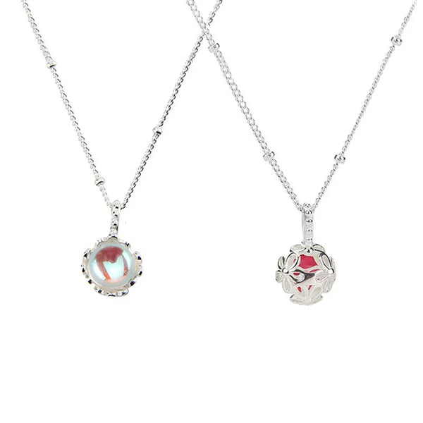 925 Sterling Silver Moonstone Inlay Round Pendant Necklace
