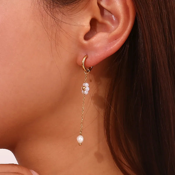 1 Pair Vintage Style Simple Style Solid Color Plating 304 Stainless Steel 18K Gold Plated Drop Earrings