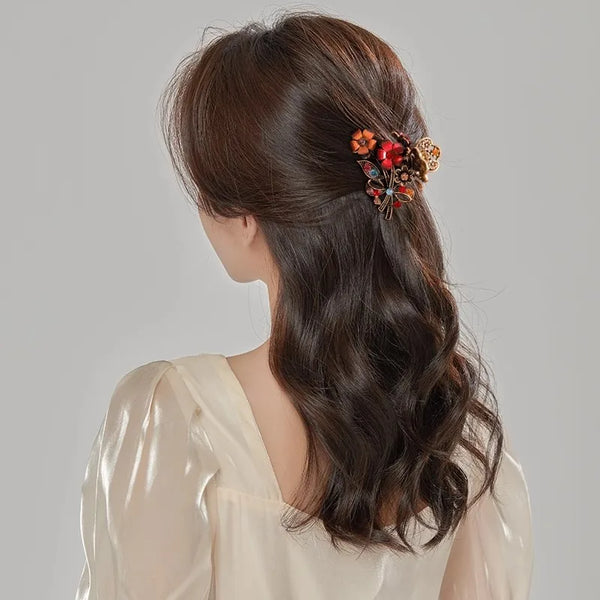 Ethnic Style Women's Flower Alloy Inlay Rhinestones Hair Clip