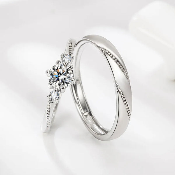 Live Online Celebrity Love at First Sight Men and Women Couple Ring Niche Design Filled with Zircon Opening Adjustable Pair Ring