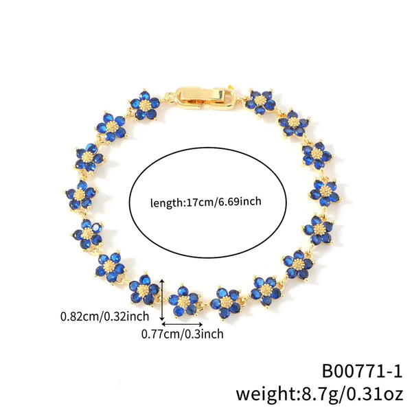Graceful and Sweet Little Daisy Flower Exquisite Zircon Copper Bracelet Unisex Cute Style Daily Accessory Birthday Gift Neutral Geometric Pattern