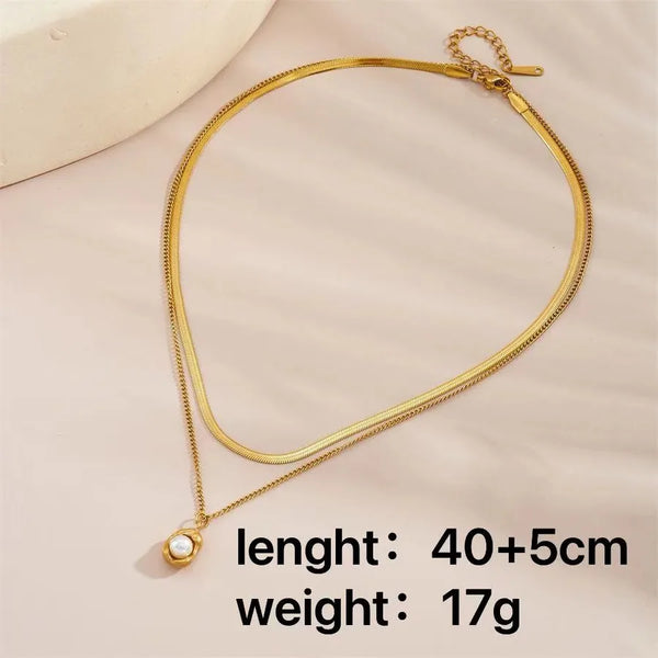 Wholesale Jewelry Roman Style Artistic British Style Irregular Titanium Steel Double Layer Necklaces