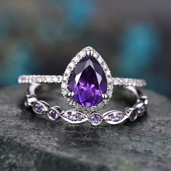 Wholesale Jewelry Elegant Water Droplets Copper Zircon Rings