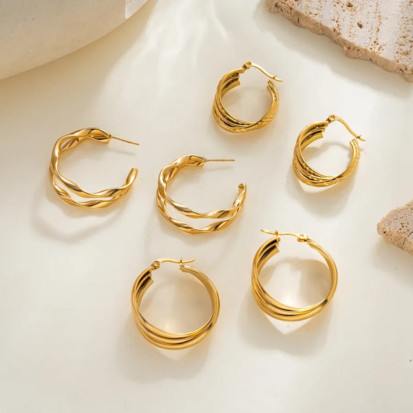 1 Pair Casual Lady Simple Style Irregular Geometric Plating 304 Stainless Steel 18K Gold Plated Ear Studs