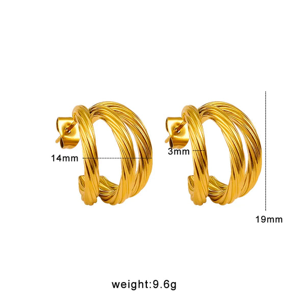 1 Pair French Style C Shape 304 Stainless Steel 316 Stainless Steel  18K Gold Plated Ear Studs