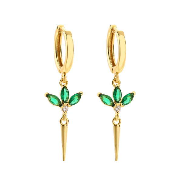 1 pair sweet geometric plating inlay copper zircon 18k gold plated earrings