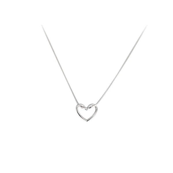 925 Sterling Silver Chain Heart Shape Pendant Necklace