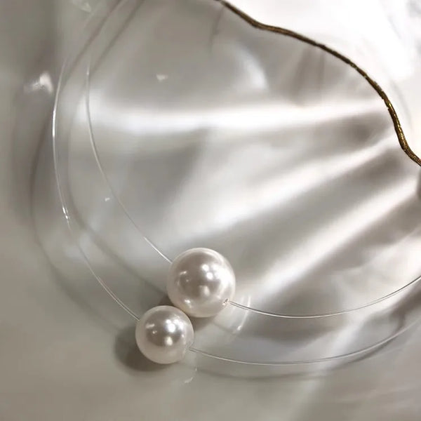 Mermaid Tear Pearl Necklace Women's Minimalist INS Personality Pendant Luxury Fashion Commute High-End Invisible Clavicle Chain