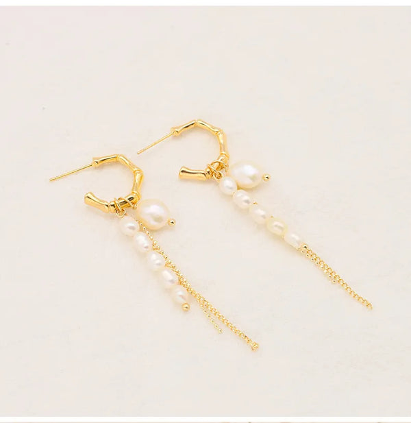 1 Pair 925 Sterling Silver Freshwater Pearl Solid Color Drop Earrings
