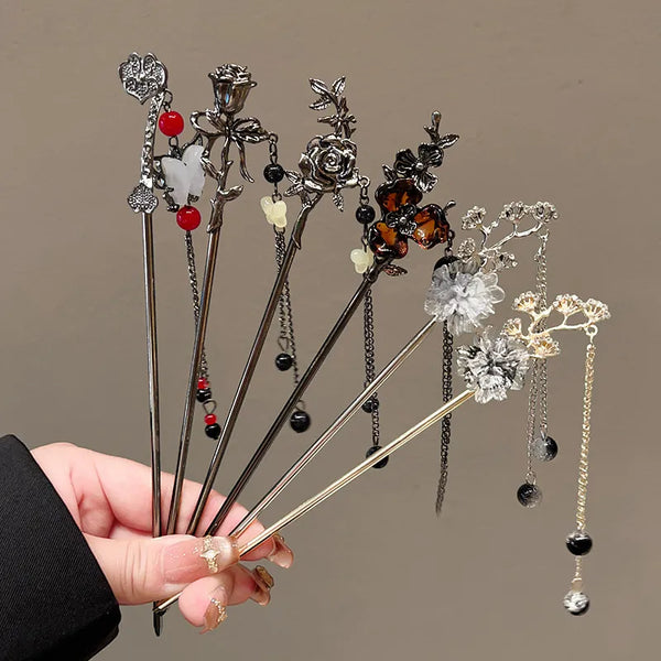 Elegant Chinese Style Hairpin With Tassel Butterfly Design For Updo Ancient Fashioned Hair Accessories For Women