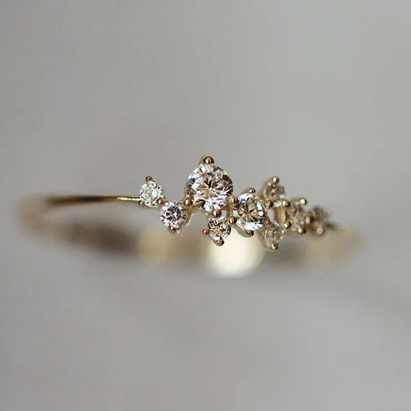 Sweet Star Ring for Women in 925 Sterling Silver with 14K Real Gold Electroplated Finish