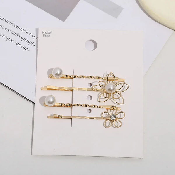 Pearl Flower Hair Clip Set Metal Hair Clip Simple Multifunctional Women's Hair Accessories