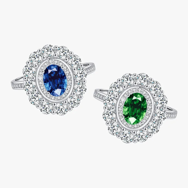Rhodium Plated 925 Sterling Silver Zircon Oval Rings