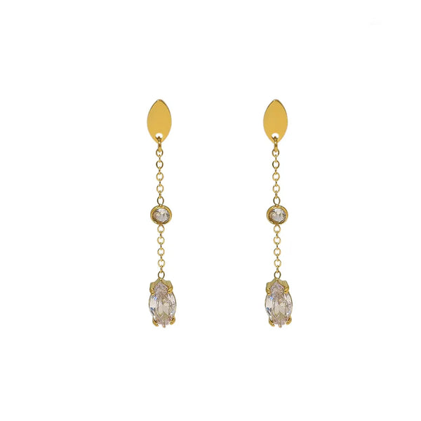 1 Pair Vacation Simple Style Classic Style Water Droplets Plating Inlay Titanium Steel Zircon 18K Gold Plated Drop Earrings
