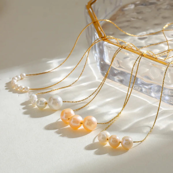 Vacuum Electroplating (In Furnace) Plated 18K Real Gold 304 Stainless Steel Shell Beads Natural Pearl Vintage Style Pendant Necklace