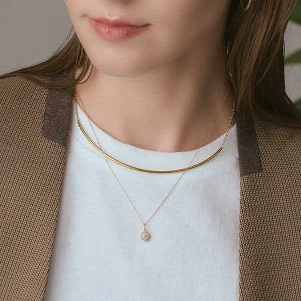 Double-Sided 925 Silver Gold Plated Wave Pattern Pendant Necklace For Women Natural Lepidolite Extender Simple Retro Style