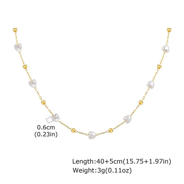 Wholesale Jewelry Lady Simple Style Classic Style Heart Shape 304 Stainless Steel 18K Gold Plated cable chain Pendant Necklace