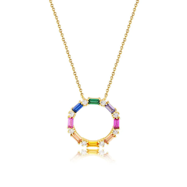 925 Sterling Silver Zircon Inlay Circle Necklace