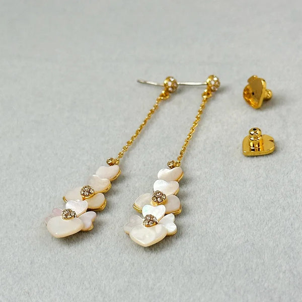 1 Pair Sweet Flower Flowers Petals Brass Drop Earrings Ear Studs