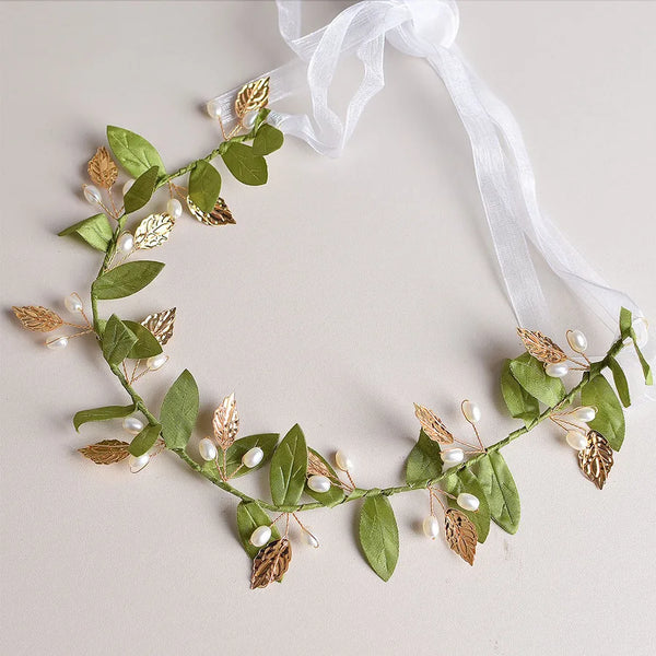 Fairy Tale Floral Hairband Suitable for Girls Children's Hair Accessories Leaf Non-Slip Fabric Hair Ornament