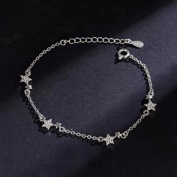 S999 Pure Silver Star Bracelet For Women Sparkling Diamond Simple Unique Design Fresh Forest System Best Friend Student Bracelet