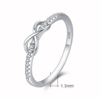 925 Sterling Silver Zircon Infinity Rings