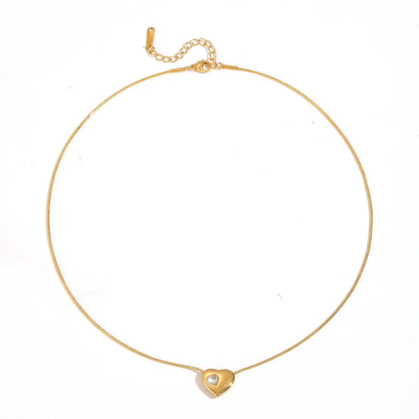 Stainless Steel Material Multi-style Heart-shaped Jewelry Necklace 18k Gold-plated Peach Heart Tassel Heart-shaped Collarbone Chain Necklace for Women