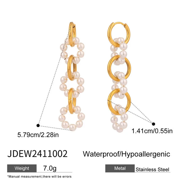 1 Pair Simple Style Classic Style Geometric 304 Stainless Steel Imitation Pearl Drop Earrings