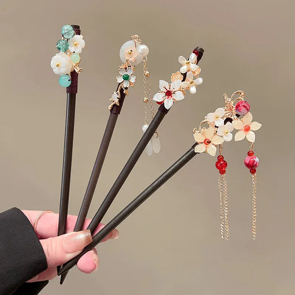 New Chinese Style Ancient Style Hairpin High-end Simple Modern Wooden Hairpin Fresh Temperament Hanfu Cheongsam Hairpin for Women