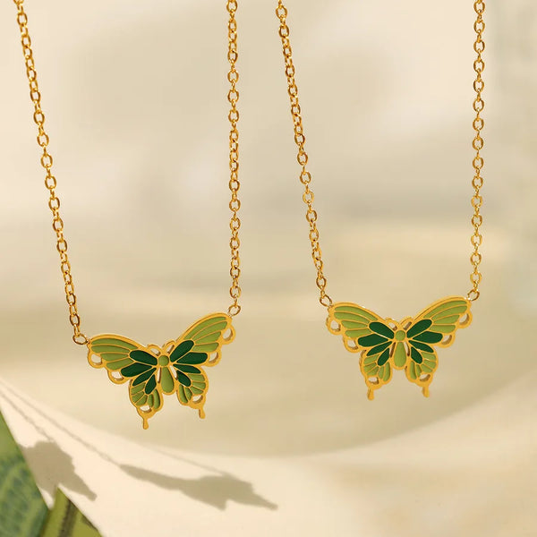 Butterfly Necklace for Women in 304 Stainless Steel with Electroplated 18K Real Gold Plated Cable Chain