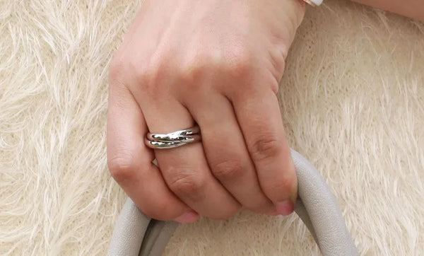 simple three-ring titanium steel ring wholesale