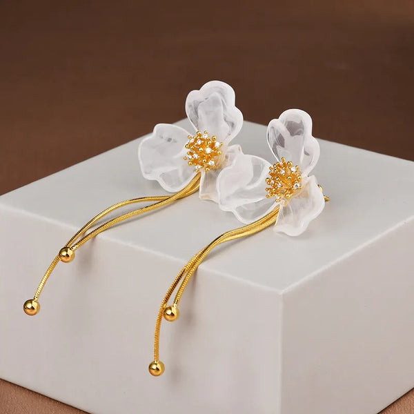 Handmade Shamrock Stud Earrings for Women in Brass with Zircon Inlay, 18K Real Gold Plated Finish