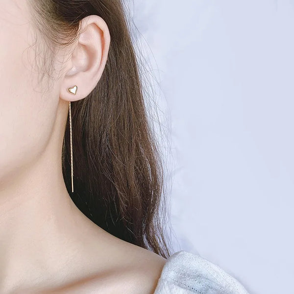 1 Pair Simple Style Heart Shape Plating Stainless Steel 18K Gold Plated Ear line
