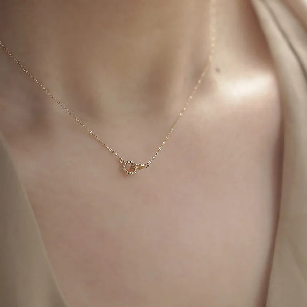 Double Ring Necklace For Women in  Featuring 925 Sterling Silver with Rhinestones and Electroplated Cable Chain