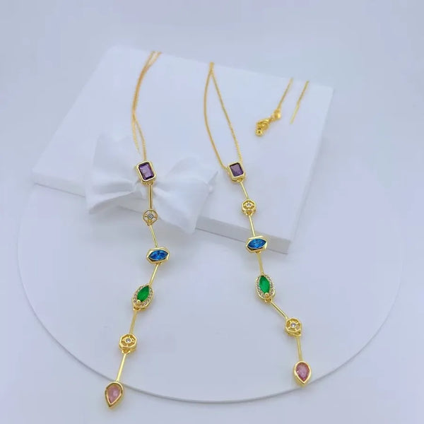 Wholesale Jewelry Casual Vacation Simple Style Geometric Copper Zircon 18K Gold Plated Polishing Plating Necklace
