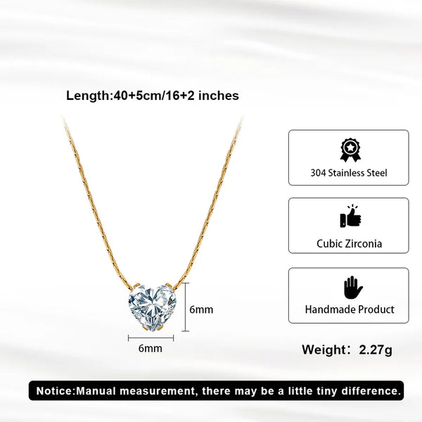 Heart Shape Pendant Necklace for Women with 304 Stainless Steel Chain and Pendant, Novelty Style