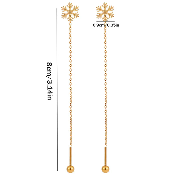 Snowflake Electroplated Titanium Steel Stud Earrings for Women with 0.03µm Copper Plated Coating
