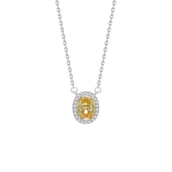 S925 Sterling Silver Classic Fashion Oval Anti-Moissanite Inlaid Cubic Zirconia Necklace Collarbone Chain Women's Birthday Jewelry Gift