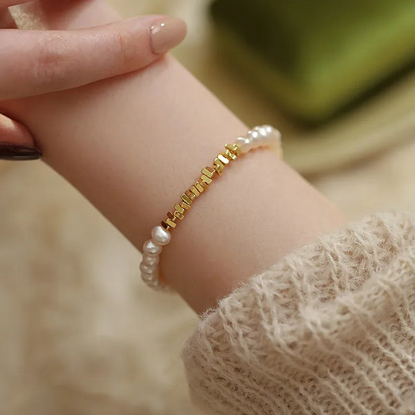 wholesale sweet color block freshwater pearl bracelets