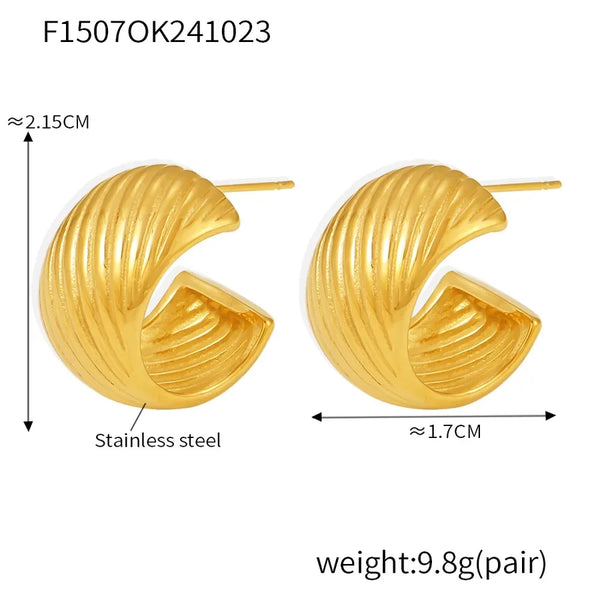 1 Pair Elegant C Shape Plating Titanium Steel 18K Gold Plated Ear Studs