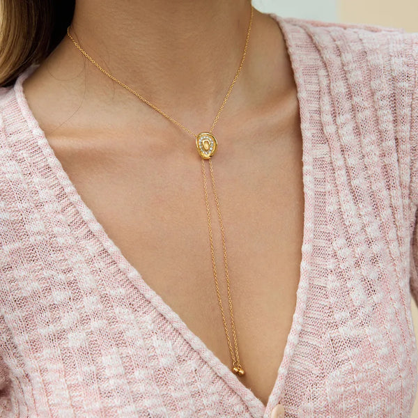 JD Designer Style!! Women's Style - Vintage Style/18K Gold Stainless Steel + Zircon/Denim Hat Drawstring Necklace 75CM